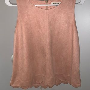 Suede Scalloped Sleeveless Top